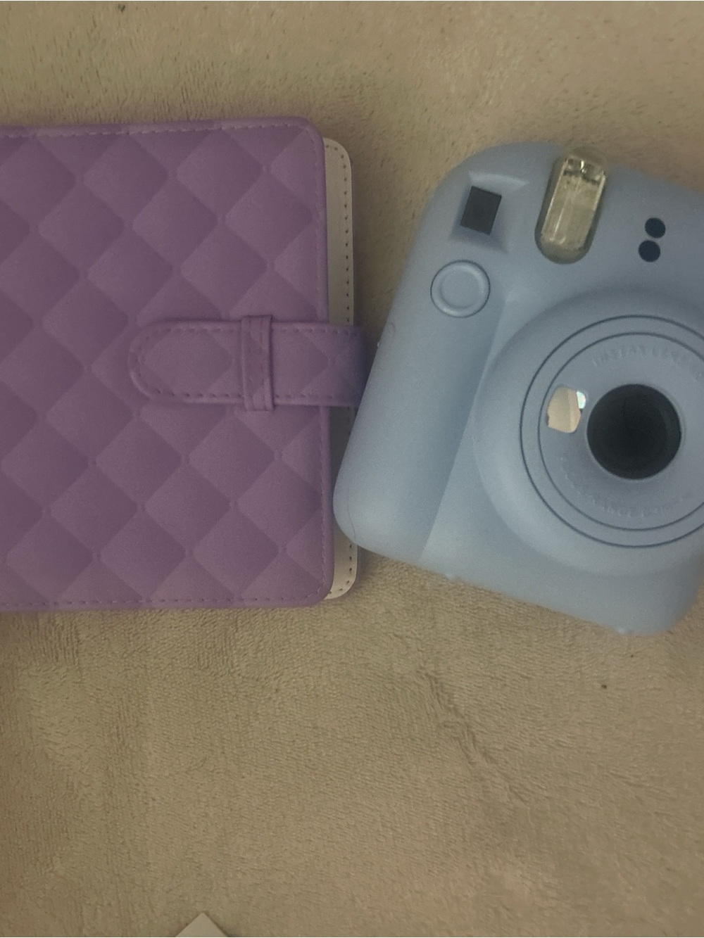 Instax Light Blue Instant Camera with Purple Photo Album